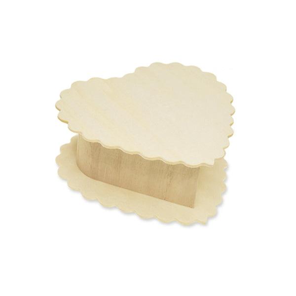 Wooden Paintable Keepsake Box with Snap Lid – Scalloped Heart