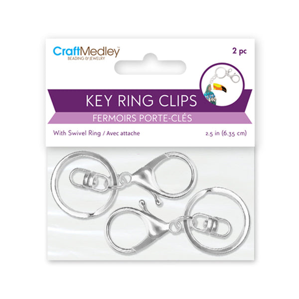 Key Ring Clips with Swivel Ring - 2.5", Set of 2