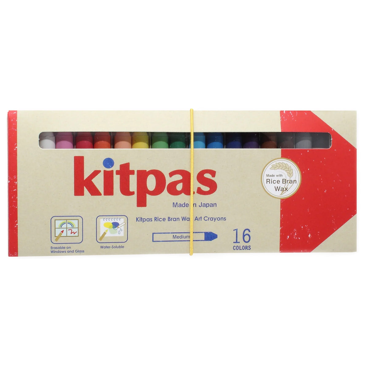 Kitpas Rice Bran Wax Art Crayons - 16 Colors