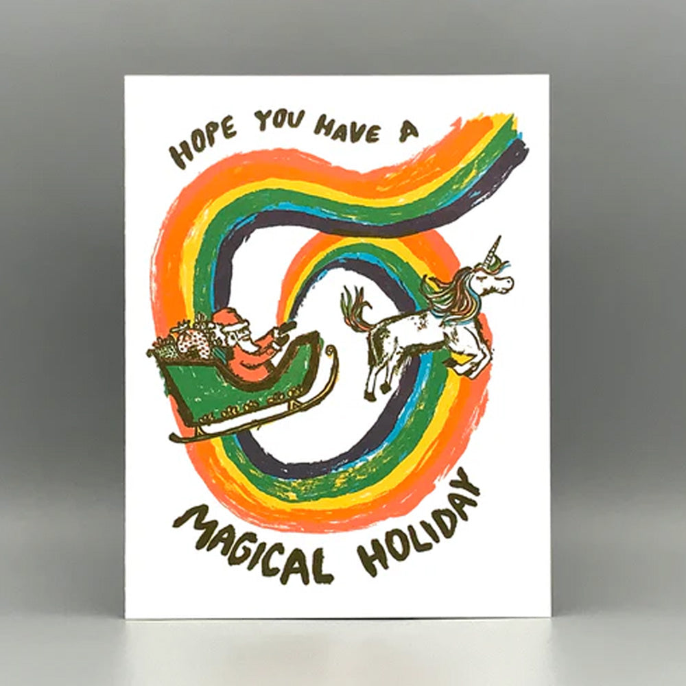 Magical Unicorn Holiday Hand Letterpressed Greeting Card