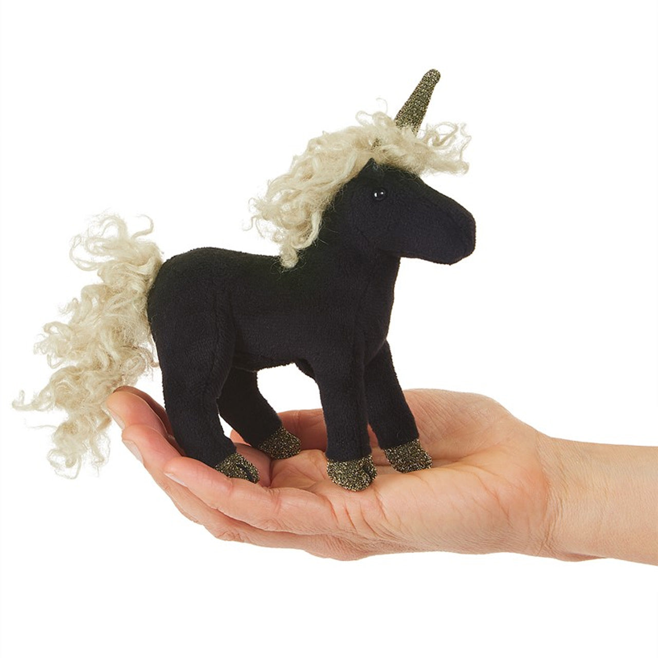 Mini Black Unicorn Finger Puppet