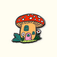 Mushroom Cottage Enamel Pin - by Phoebe Wahl