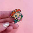 Mushroom Cottage Enamel Pin - by Phoebe Wahl