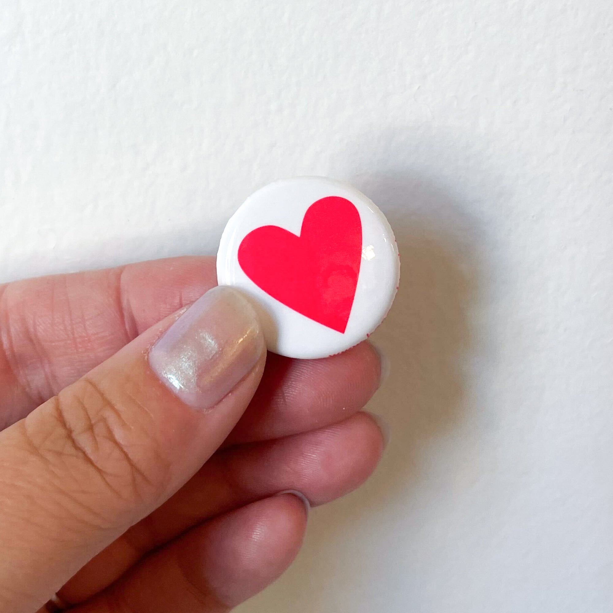 Neon Pink Heart 1&quot; Button - by Banquet Workshop