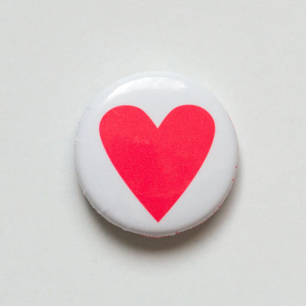 Neon Pink Heart 1&quot; Button - by Banquet Workshop