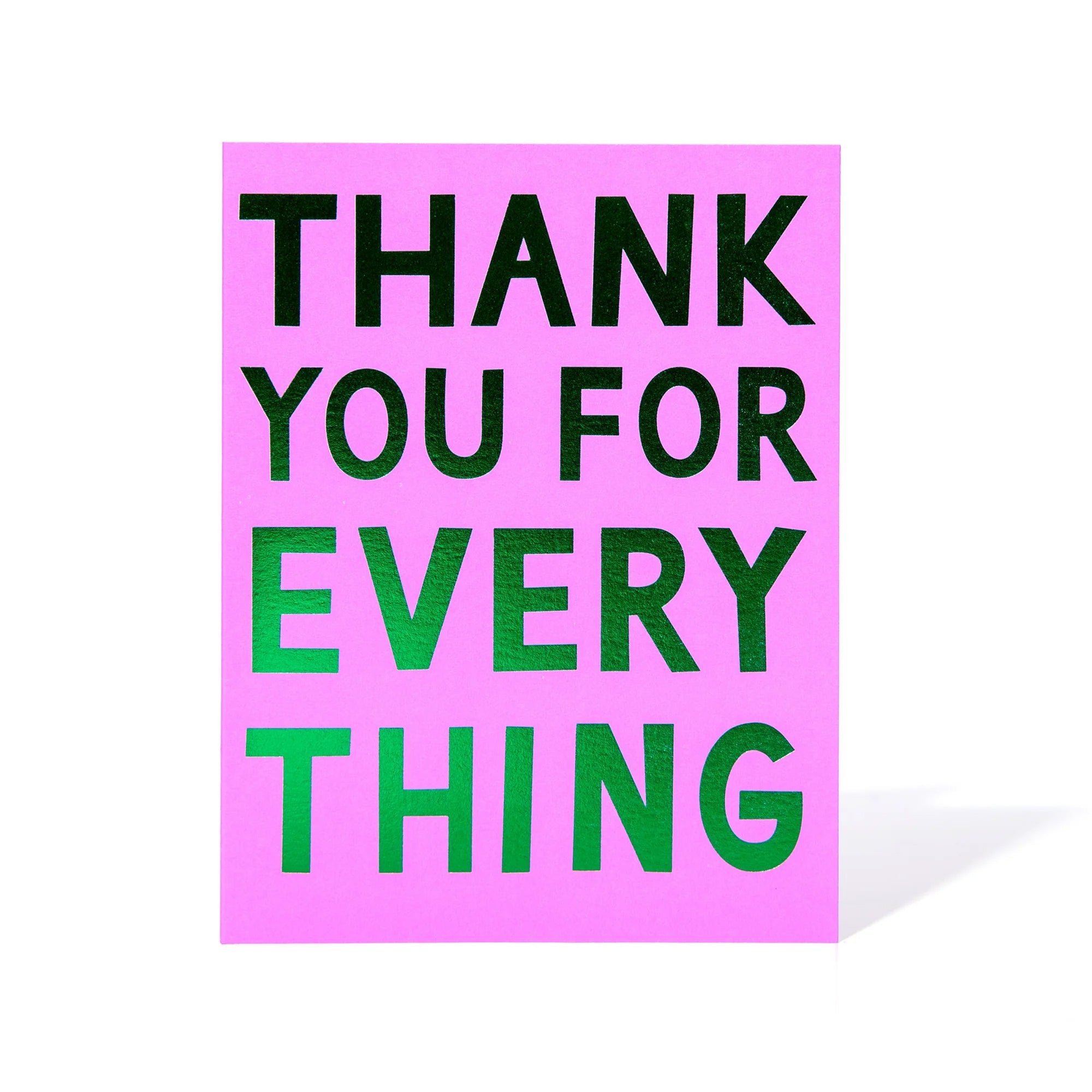 Orchid Pink with Emerald Green Foil Thank You Greeting Card