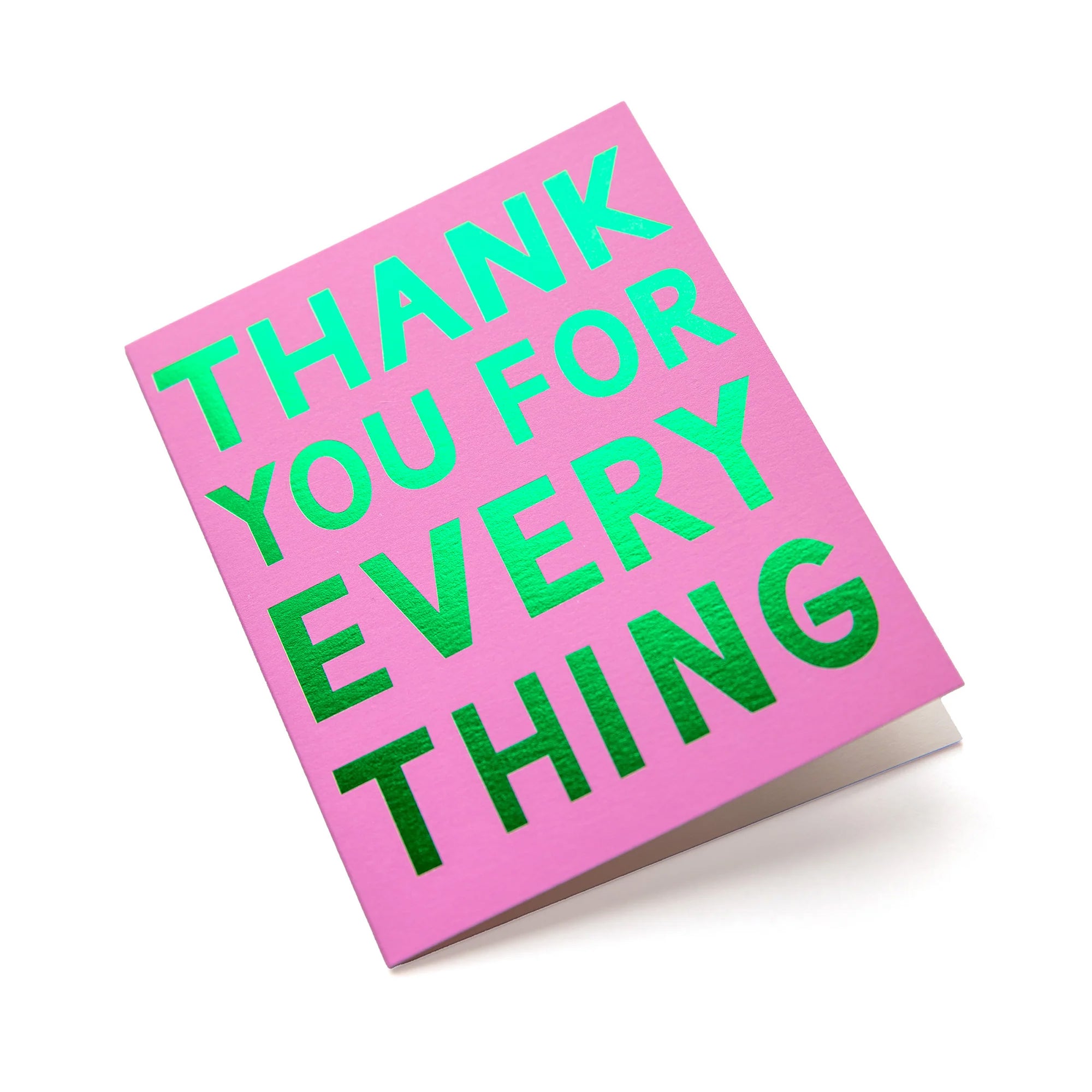 Orchid Pink with Emerald Green Foil Thank You Greeting Card
