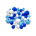 Painted Wood Beads – Blue Medley (42 pieces)