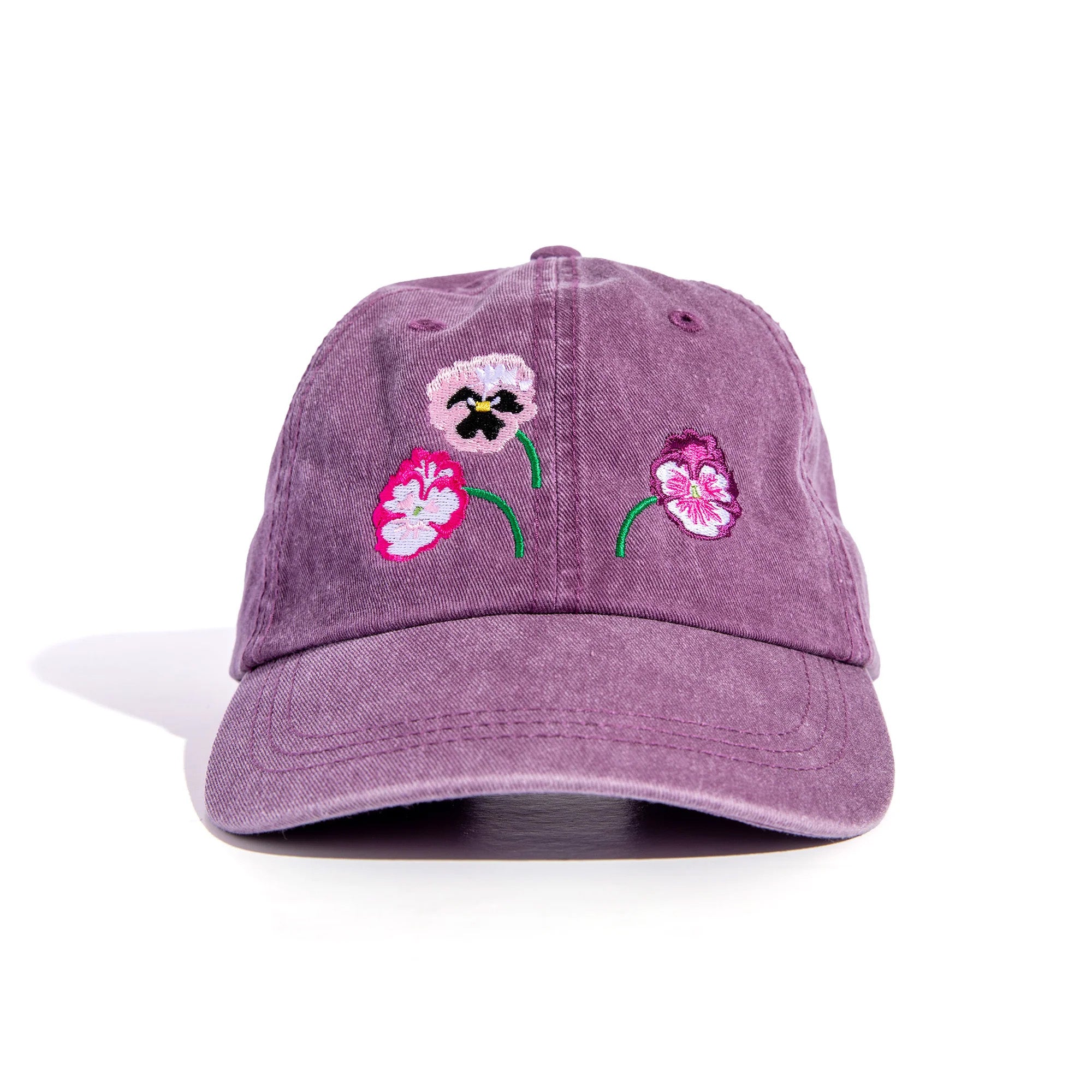 Pansies Embroidered Baseball Cap