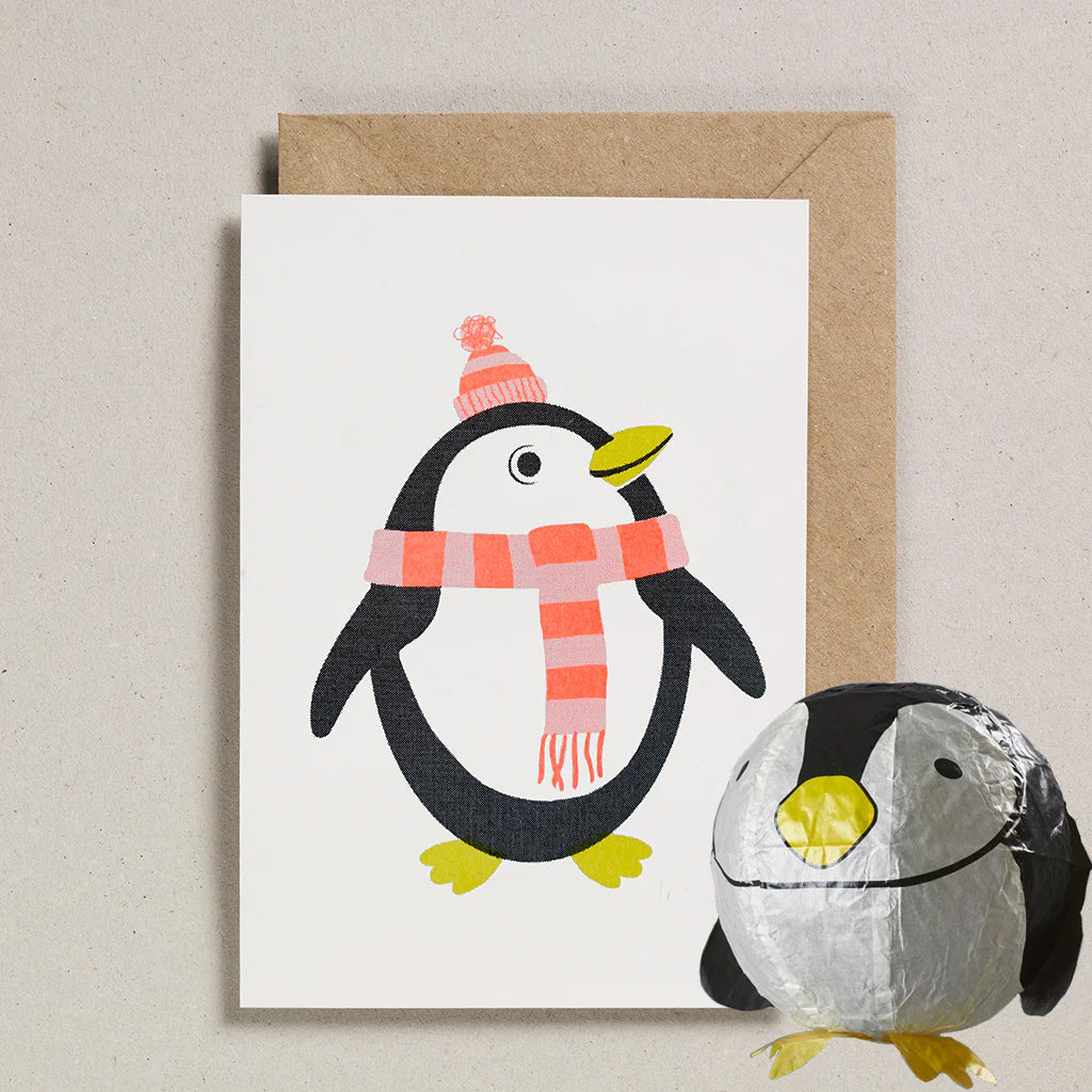 Paper Balloon Greeting Card - Penguin