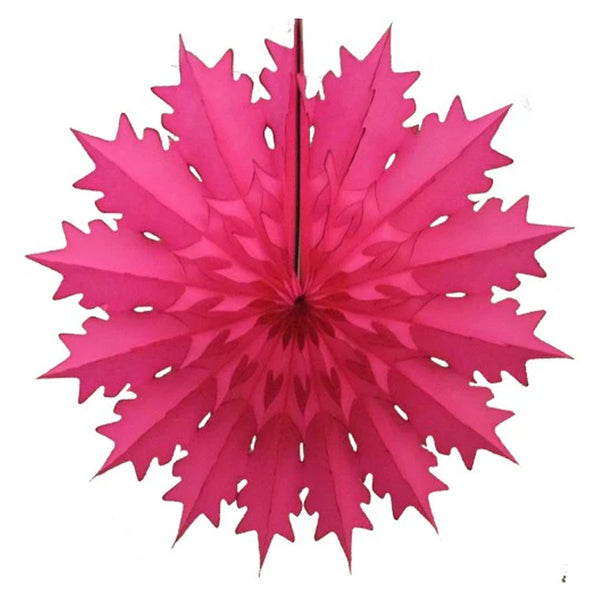 Paper Snowflake Fan Decoration - Cerise, 19 inch