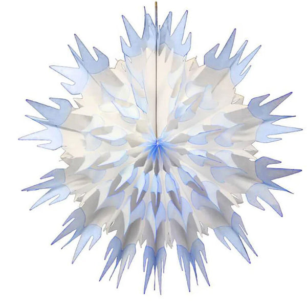 Paper Snowflake Fan Decoration - Blue and White, 27 inch