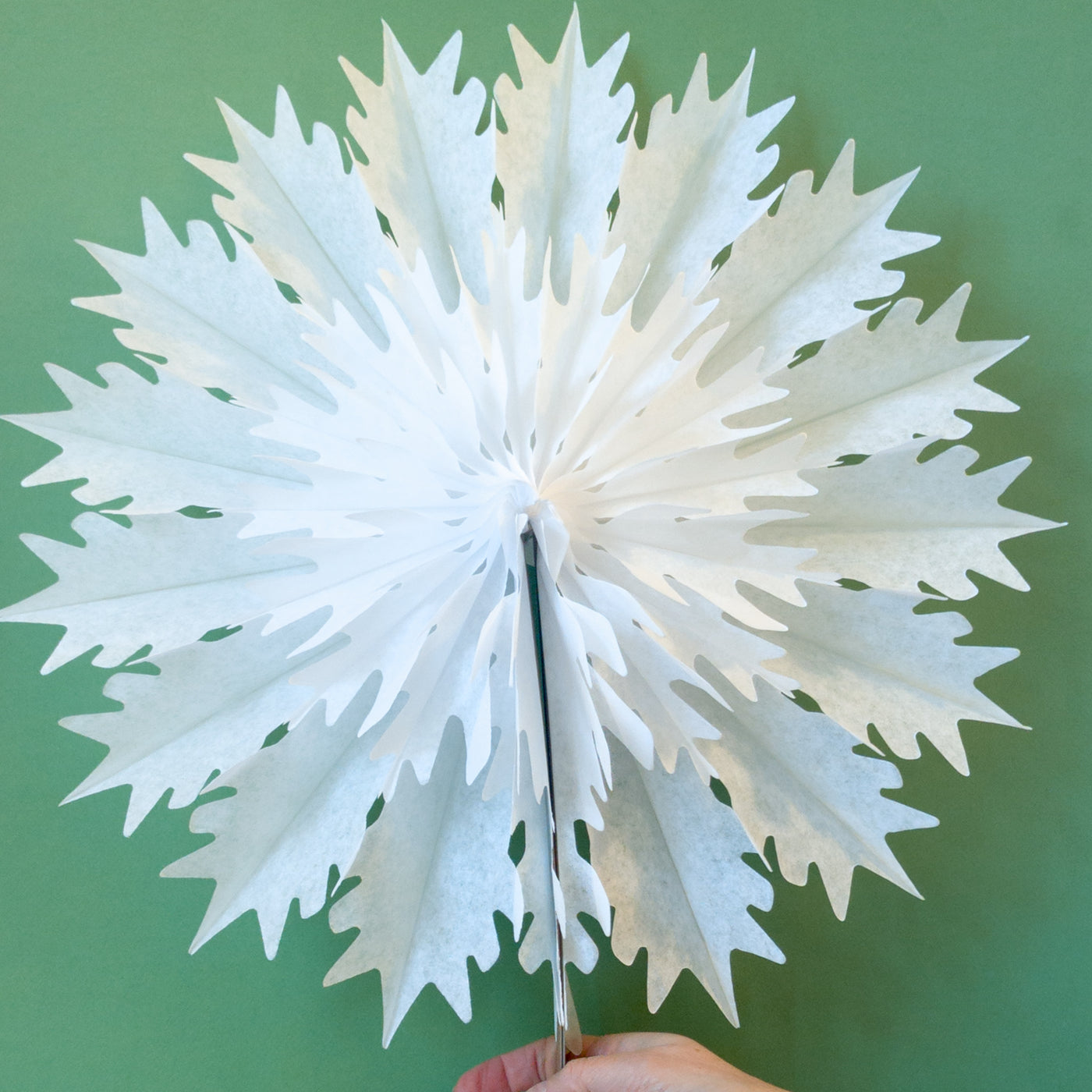 Paper Snowflake Fan Decoration - White, 19 inch