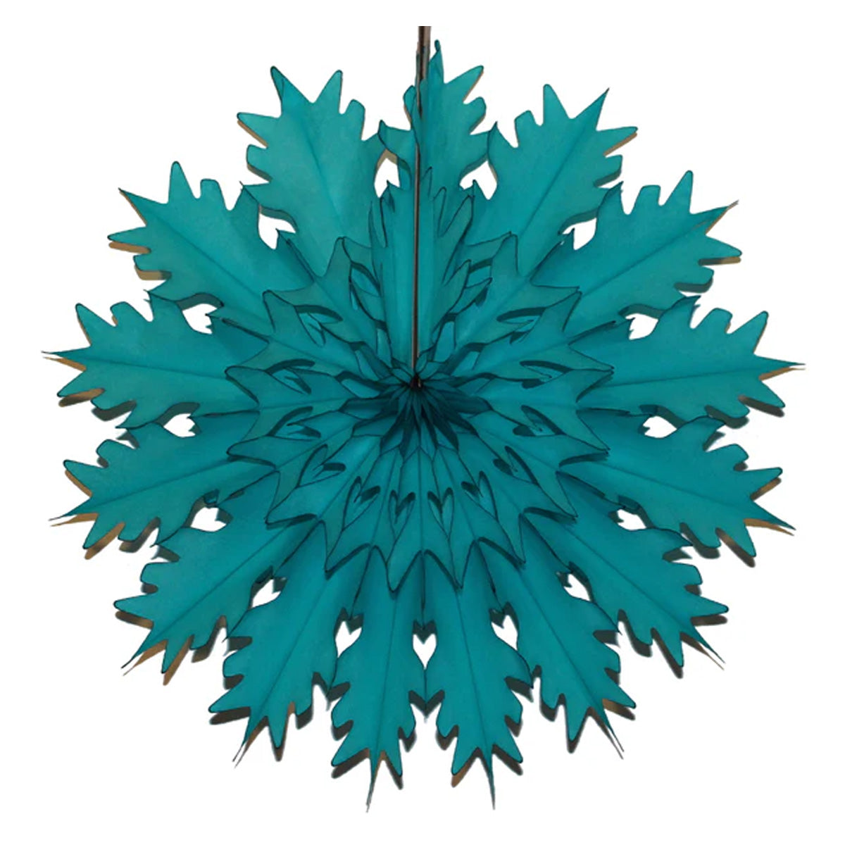 Paper Snowflake Fan Decoration - Teal, 19 inch