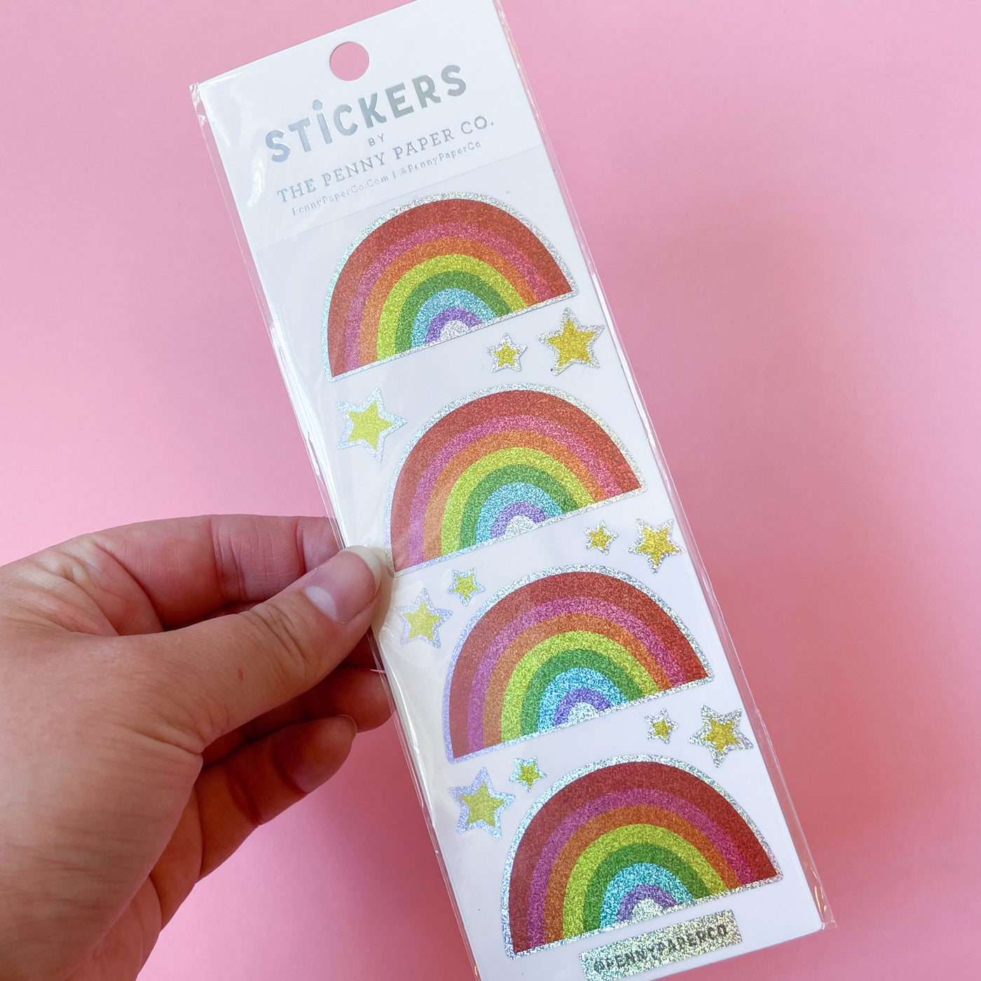 Rainbow Prism Stickers with glittery rainbows from penny paper co