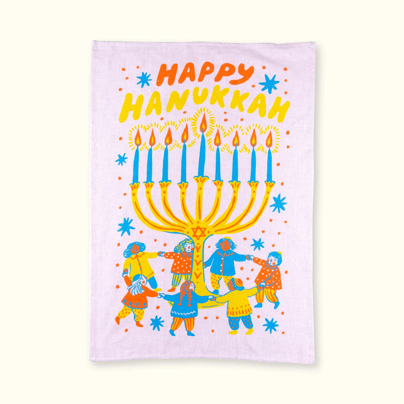 Happy Hanukkah Tea Towel by Phoebe Wahl