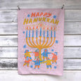 Happy Hanukkah Tea Towel by Phoebe Wahl