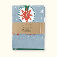 Phoebe wahl Merry Yule tea towel in an eco friendly package with simple paper band