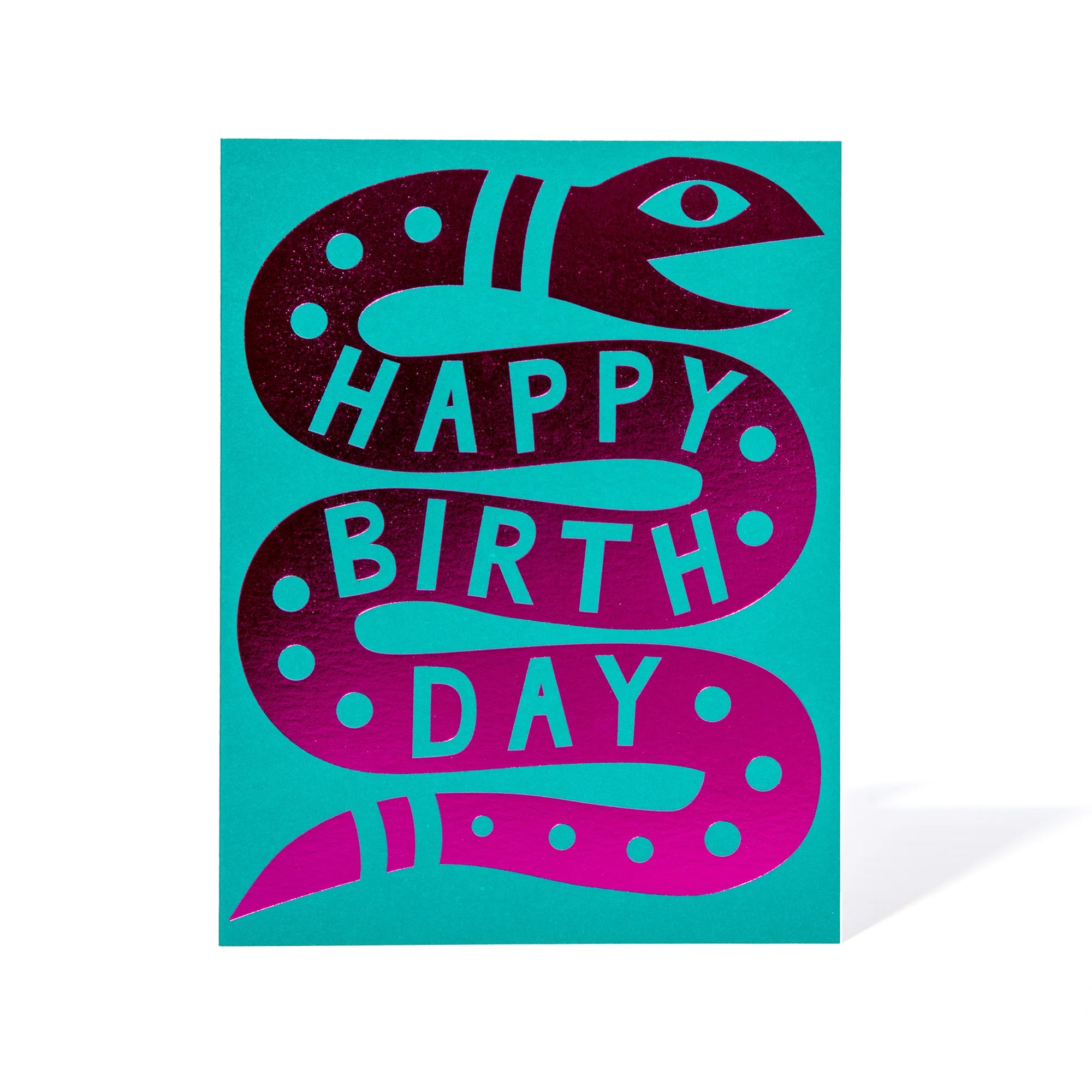 Pink Foil Happy Birthday Snake Greeting Card
