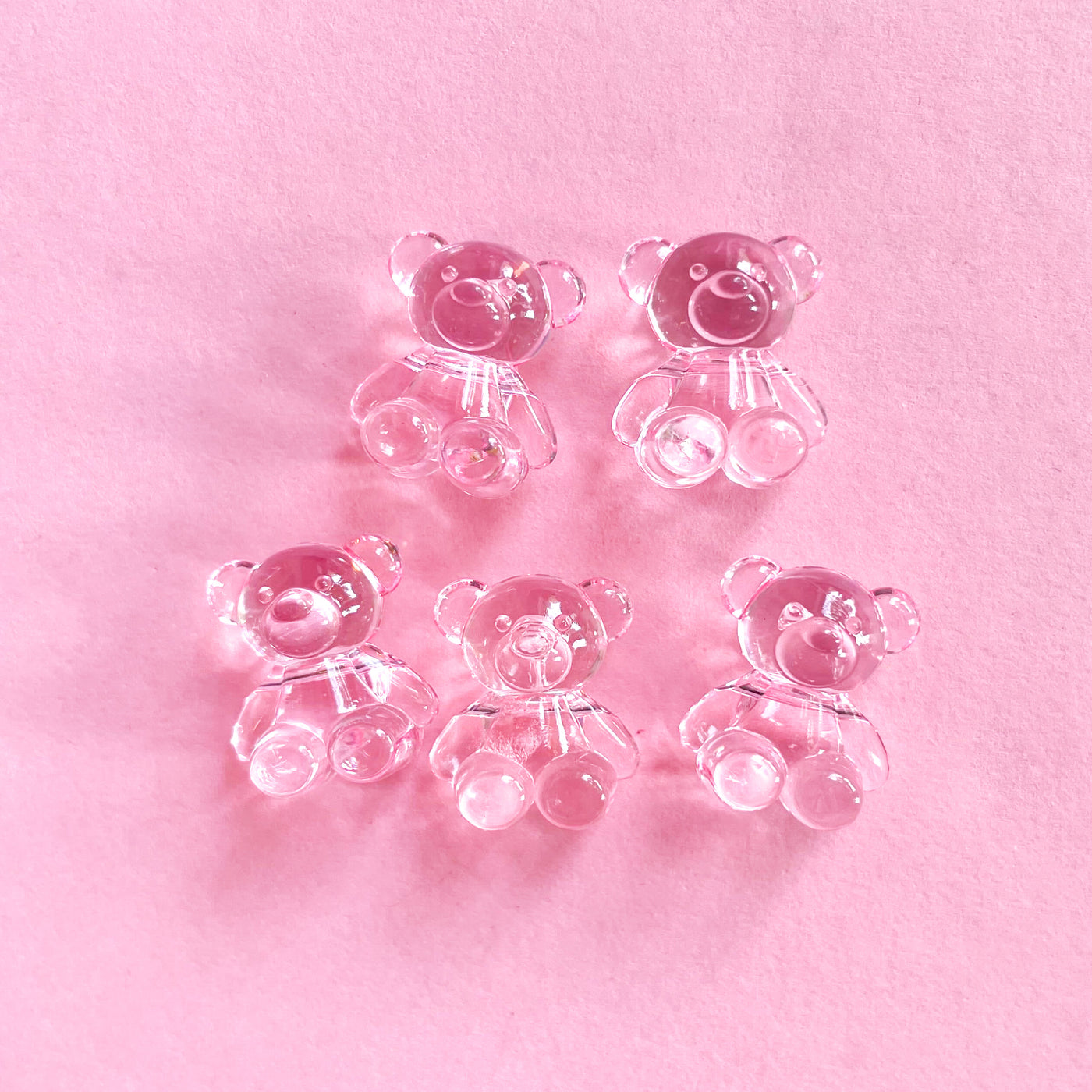 Plastic Bear Beads – Pink (Set of 5)