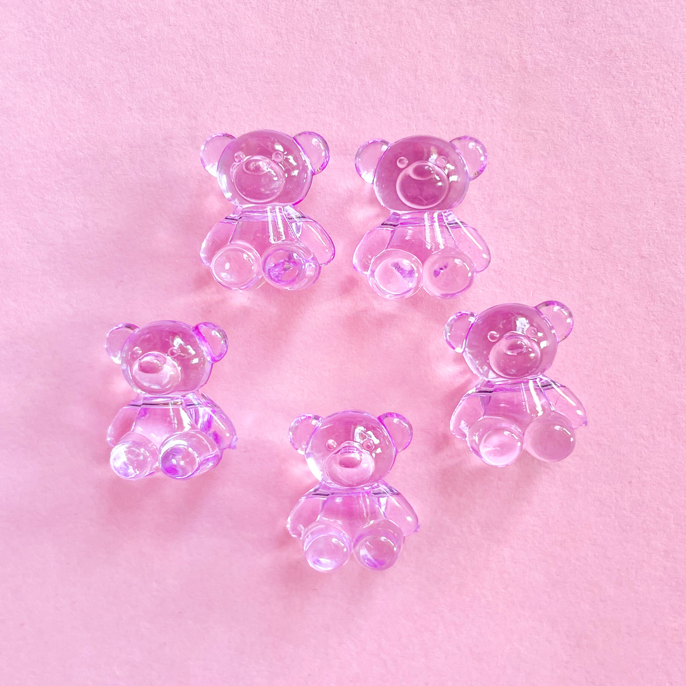 Plastic Bear Beads – Purple (Set of 5)