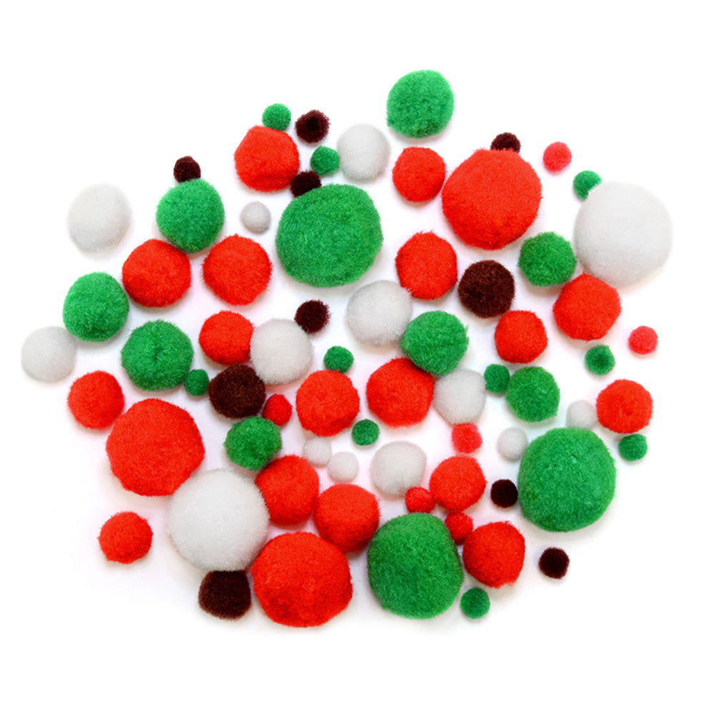 Pom Poms - Holiday Colors in Assorted Sizes