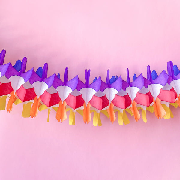 Rainbow Tissue Paper Garland in a fridge shape for parties