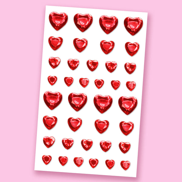 Red Gem Heart Stickers