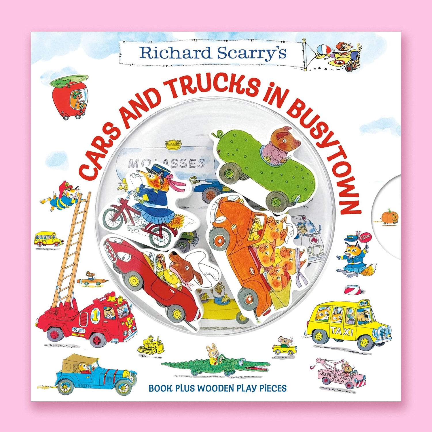 Richard Scarry's Cars and Trucks in Busytown: Book Plus Wooden Play Pieces