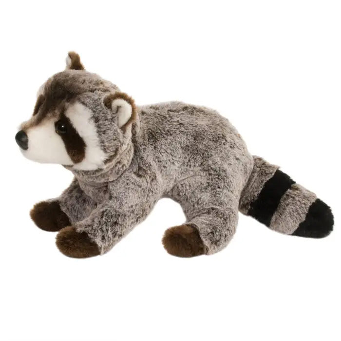 Ringo Raccoon Stuffed Animal Toy for kids in browns, white and blacks