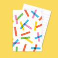 Ripples small pocket notebook with an illustration of overlapping colorful lines on the cover and lined paper inside