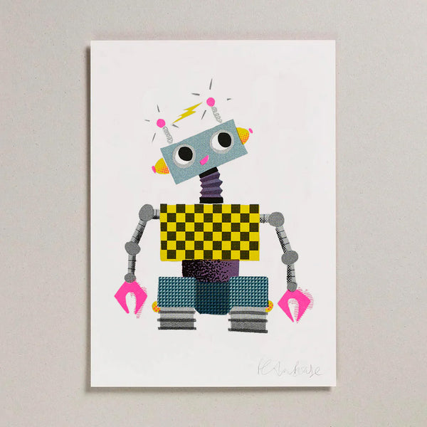 Robot Beep Risograph Print