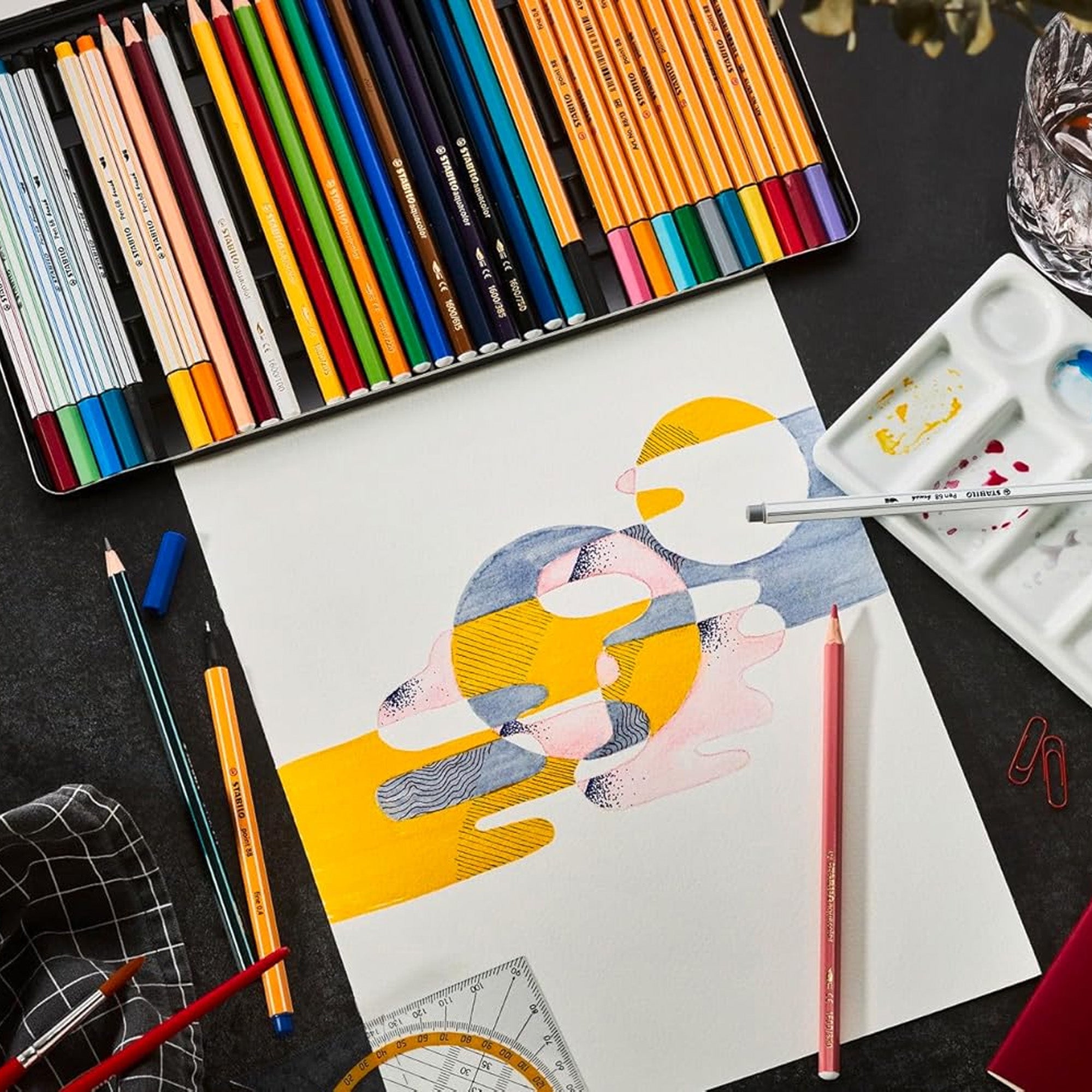 Stabilo ARTY Creative Set of 36 - 8 Pen 68 Brush, 16 Aquacolor, 12 point 88