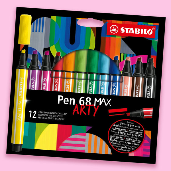 Stabilo Pen 68 Max ARTY Premium felt-tip pen with chisel tip - Set of 12