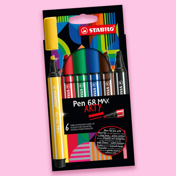 Stabilo Pen 68 Max ARTY Premium felt-tip pen with chisel tip - Set of 6