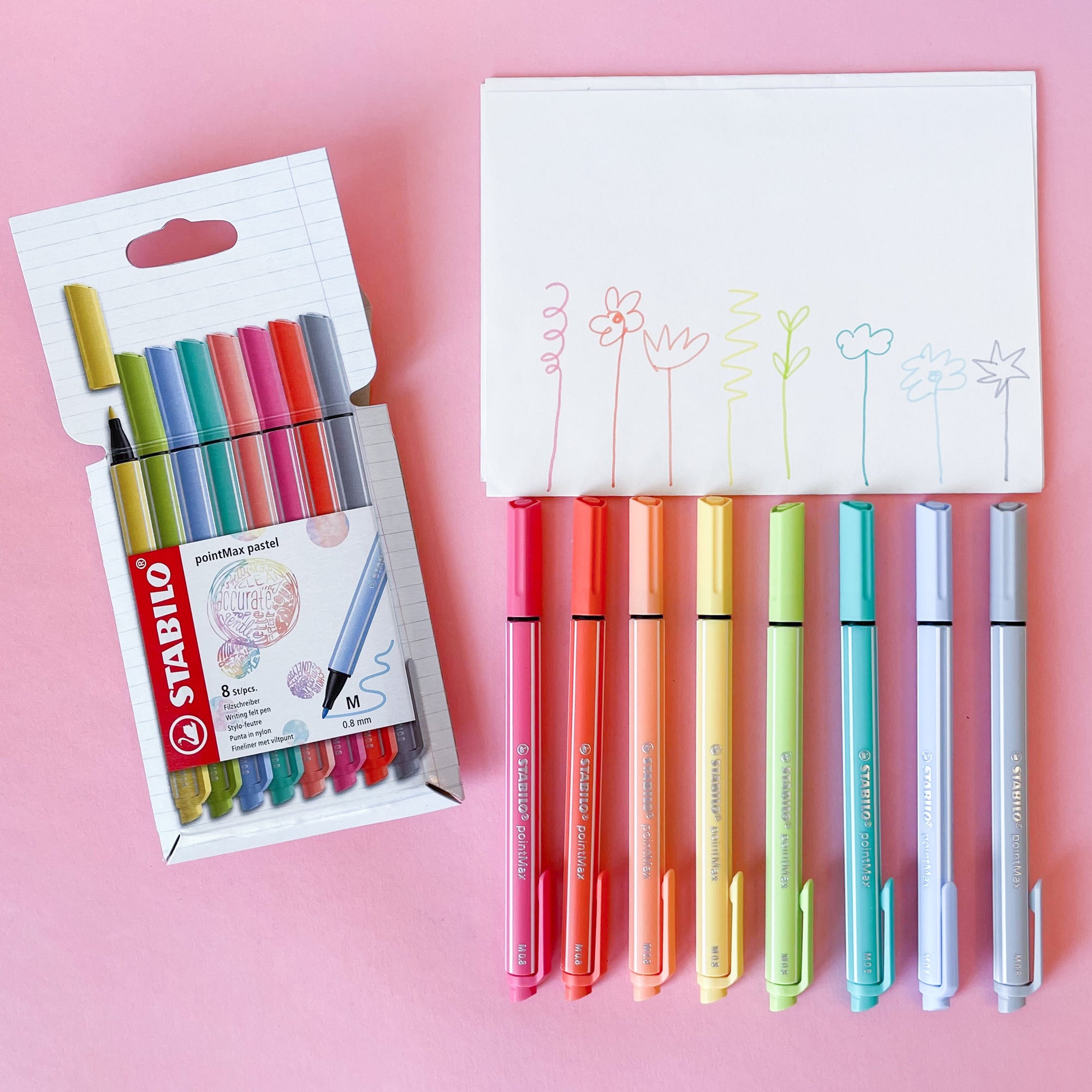 Stabilo PointMax Felt Tip Pen Set of 8 Pastel Colours