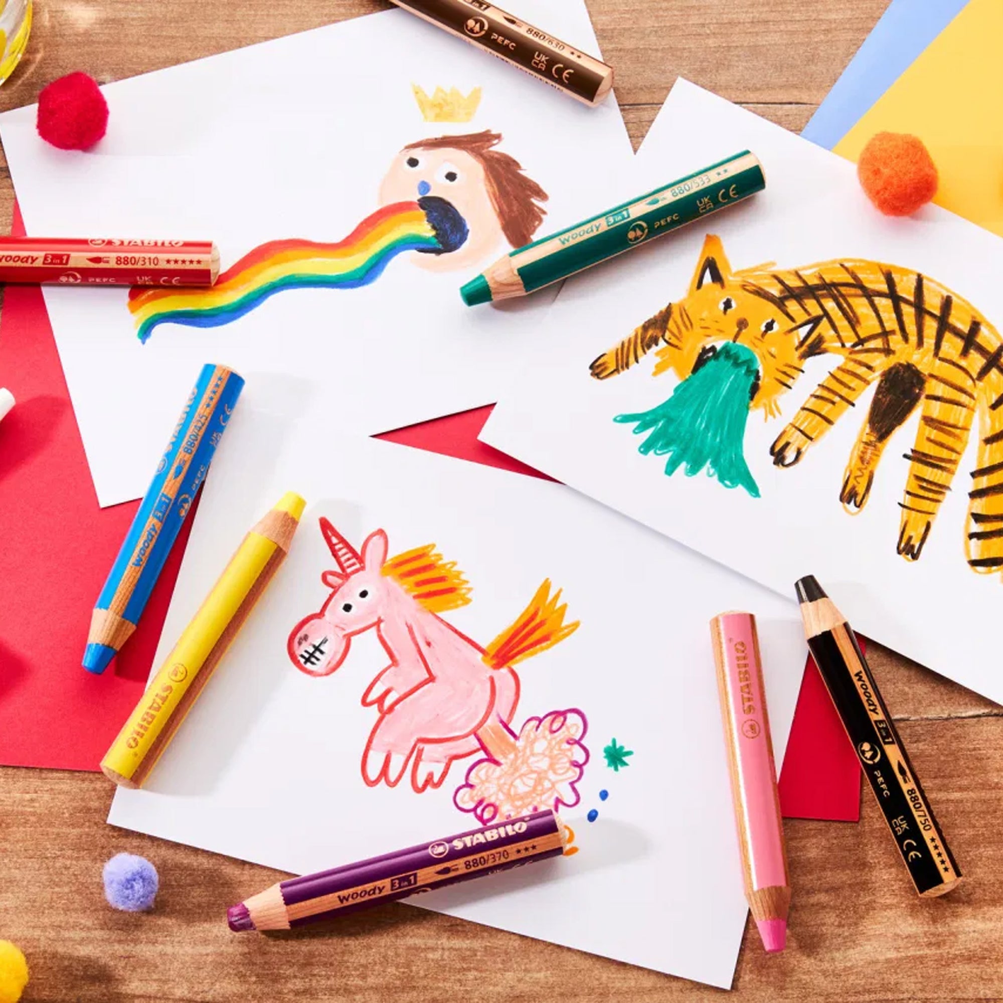 Stabilo Woody 3 in 1 Crayon Pencils - Set of 10, Special Edition