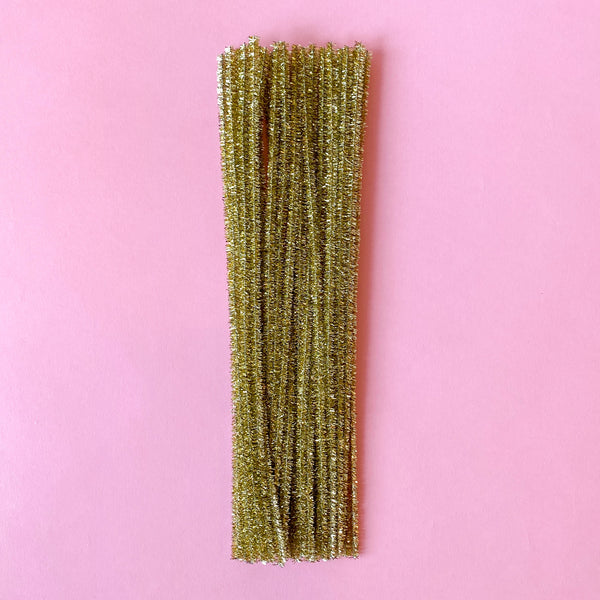 Tinsel Pipe Cleaners – Champagne Gold