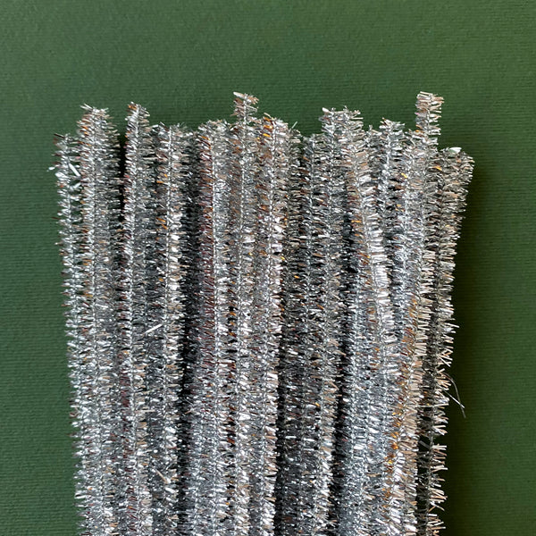 Tinsel Pipe Cleaners – Silver