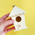 Wooden Paintable Birdhouse – Triangle Scallop Roof