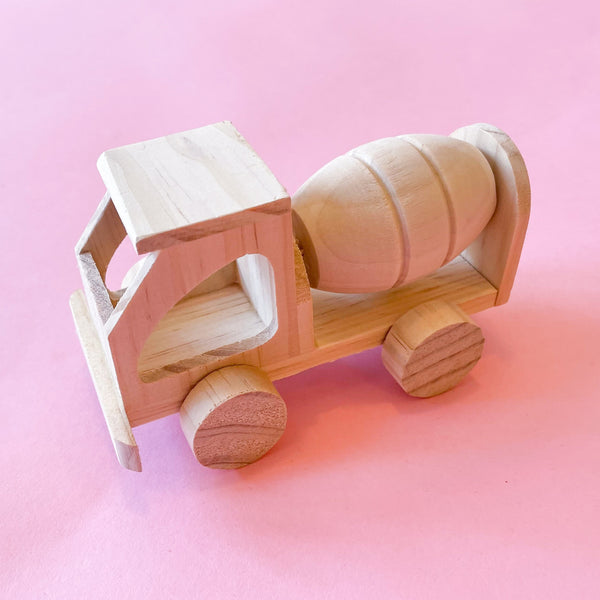 Wooden Paintable Cement Mixer with moving Wheels