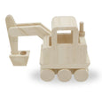 Wooden Paintable Excavator with Moving Wheels