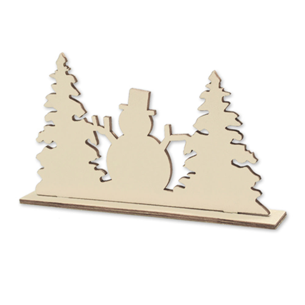 Wooden Paintable Scenery – Snowman & Trees