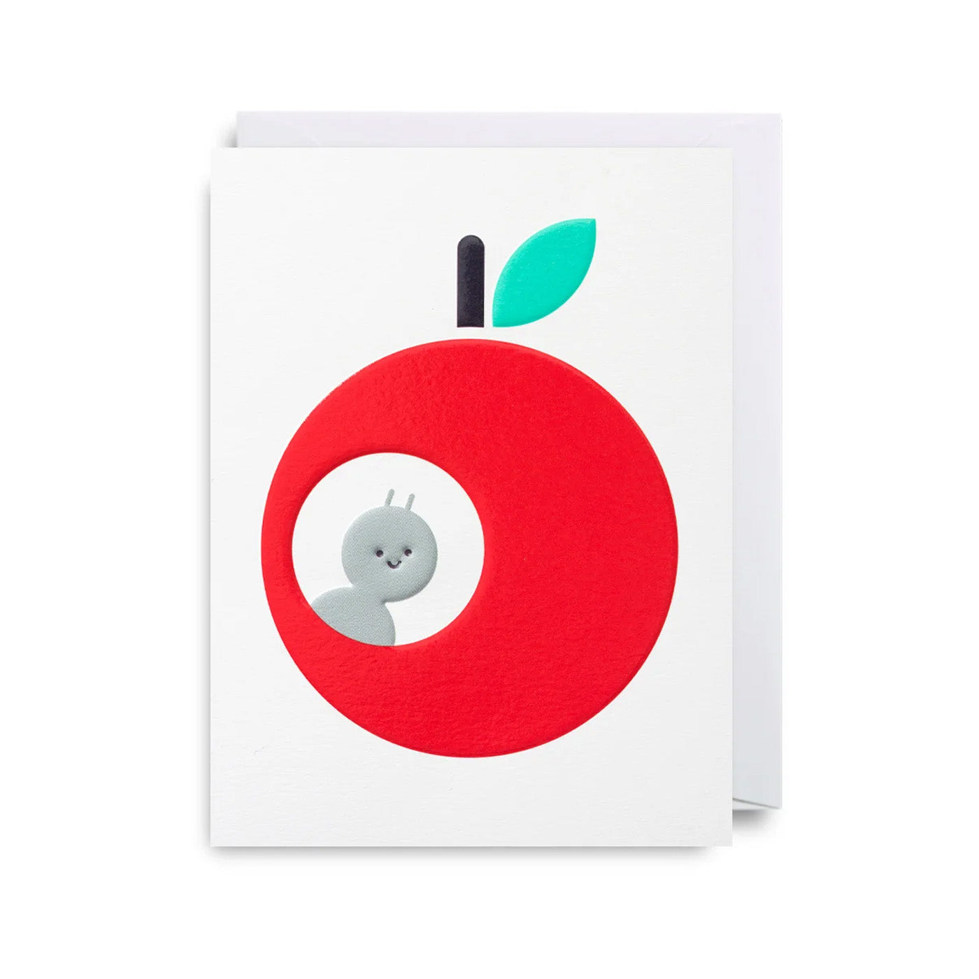 Worm and Apple Mini Greeting Card