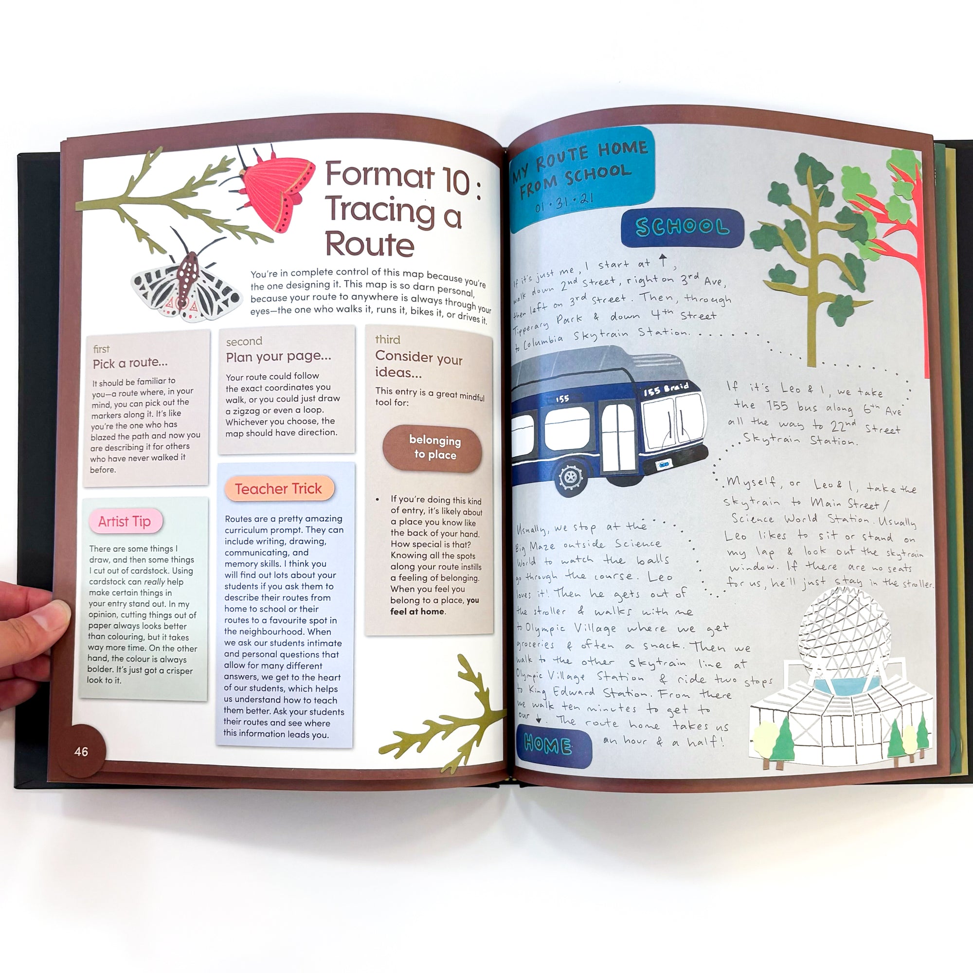 Worth Writing Down book pages for Tracing A Route by Jessica Deitcher