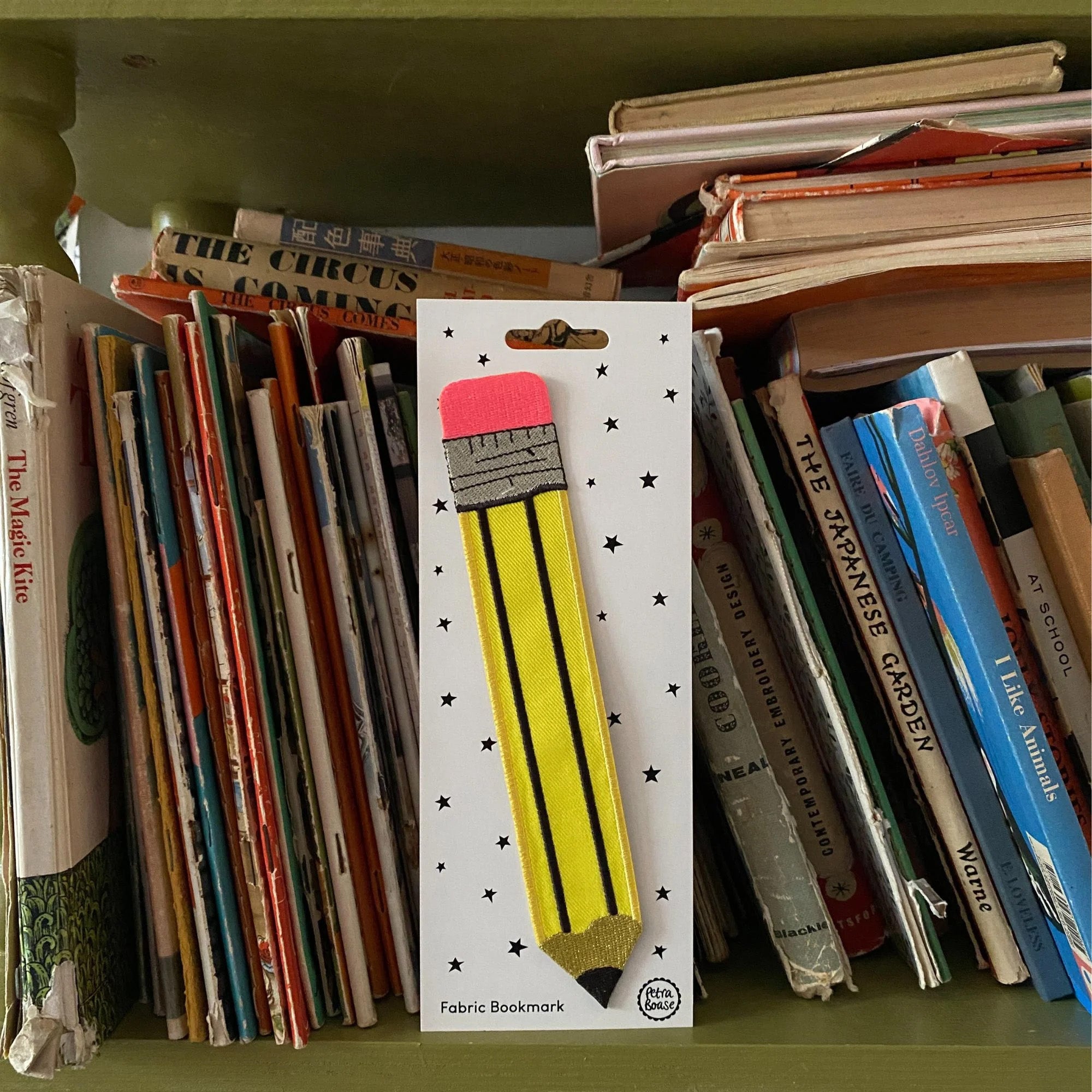 Yellow Pencil Embroidered Fabric Bookmark