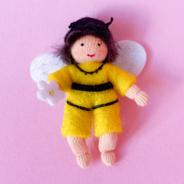 Hanging Honey Bee Baby - Wool Felt Doll Light Skin 2