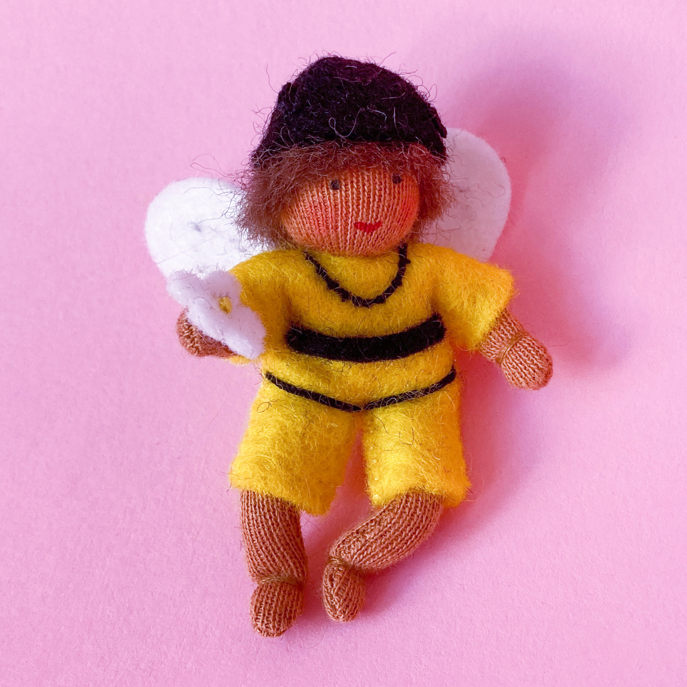 Hanging Honey Bee Baby - Wool Felt Doll Medium Skin 3