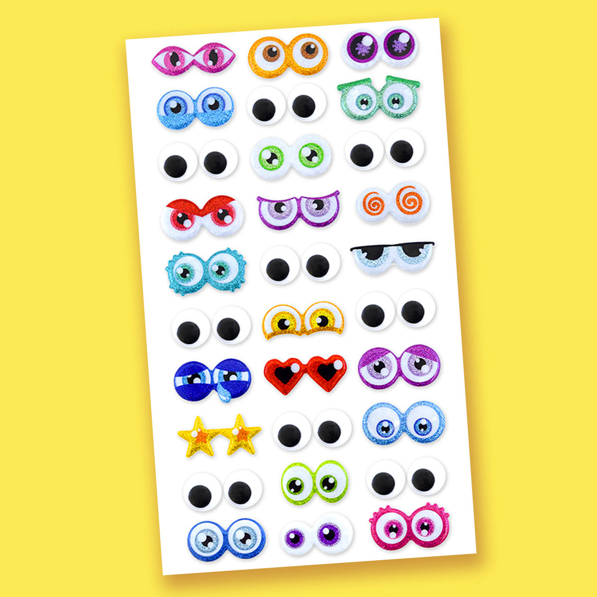 animated googly eye stickers in cartoon shapes