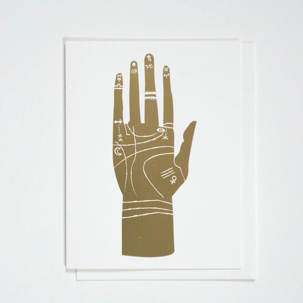 Gold Foil Palmistry Hand Greeting Card